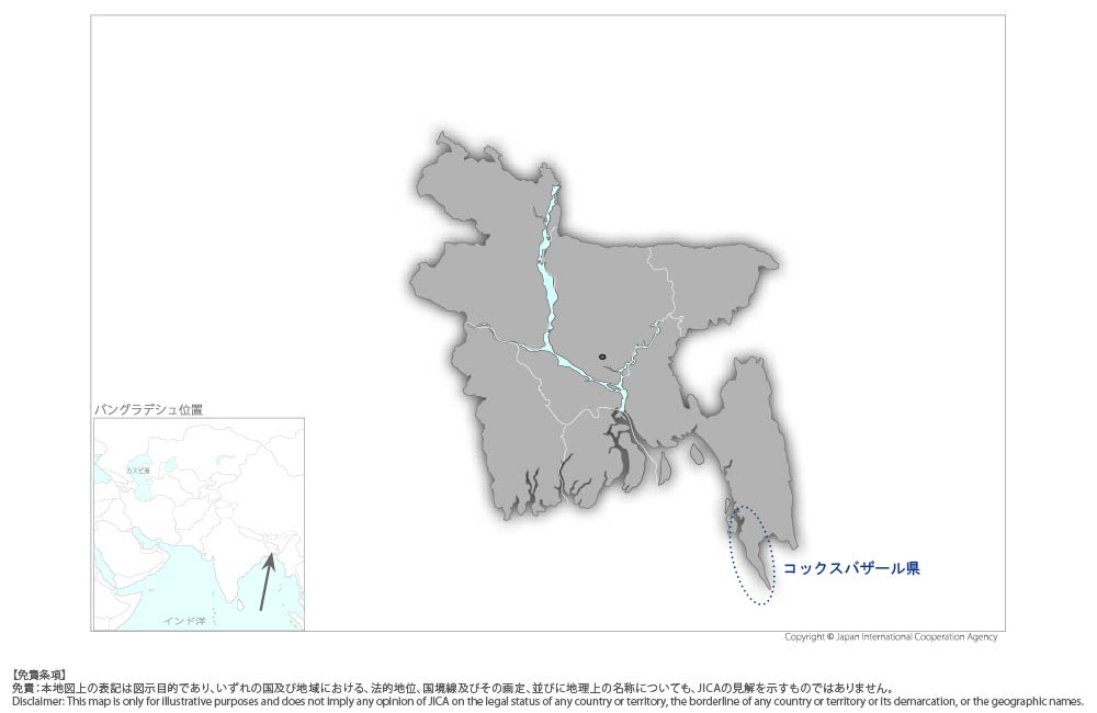 南部チョットグラム地域開発事業の協力地域の地図