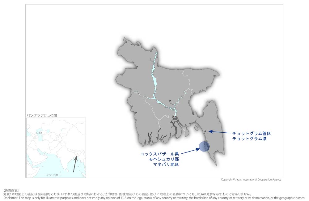 マタバリ超々臨界圧石炭火力発電事業（第八期）の協力地域の地図