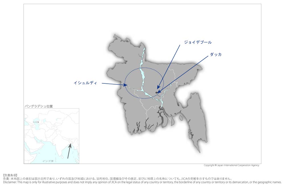 ジョイデプール-イシュルディ間鉄道複線化事業（第一期）の協力地域の地図