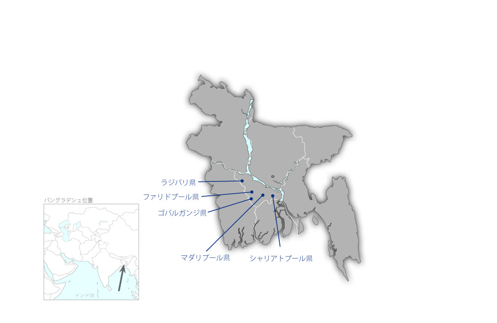 大ファリドプール農村インフラ整備事業の協力地域の地図