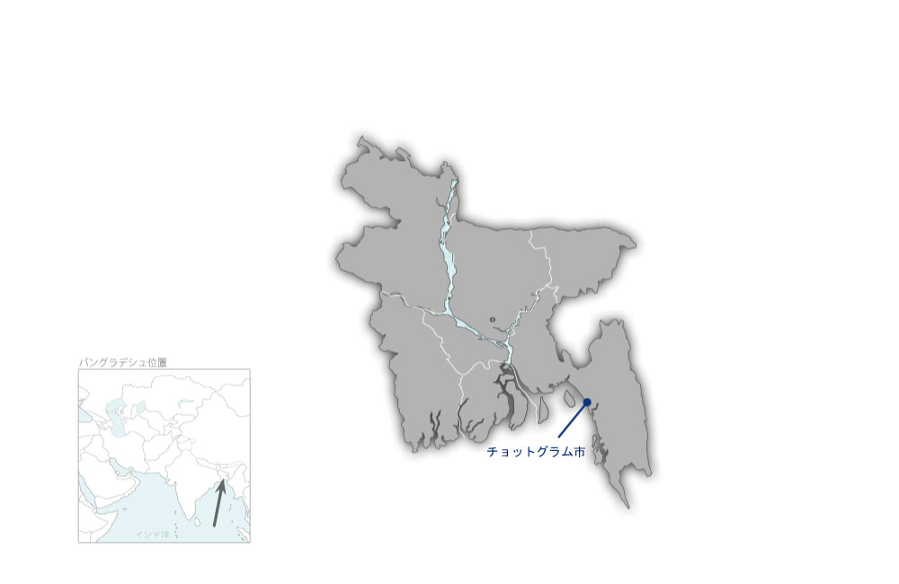 カルナフリ上水道整備事業の協力地域の地図