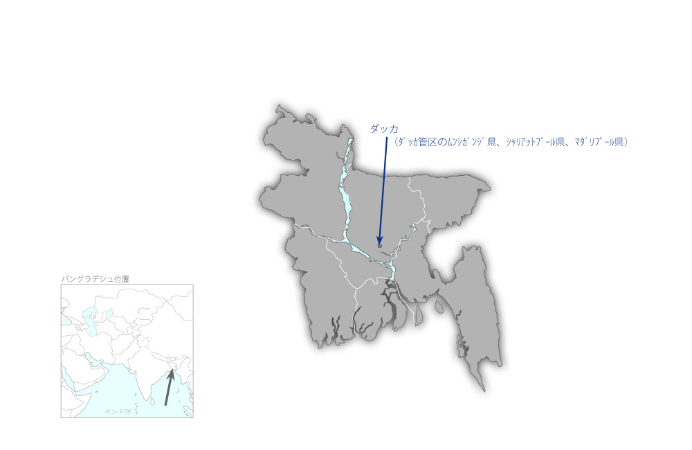 パドマ多目的橋建設事業の協力地域の地図