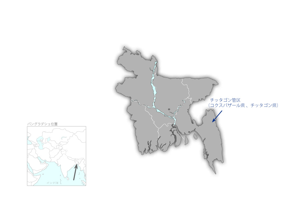 マタバリ超々臨界圧石炭火力発電事業（1）の協力地域の地図