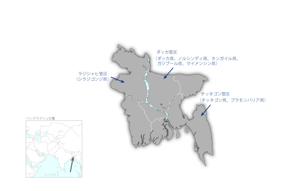 天然ガス効率化事業の協力地域の地図