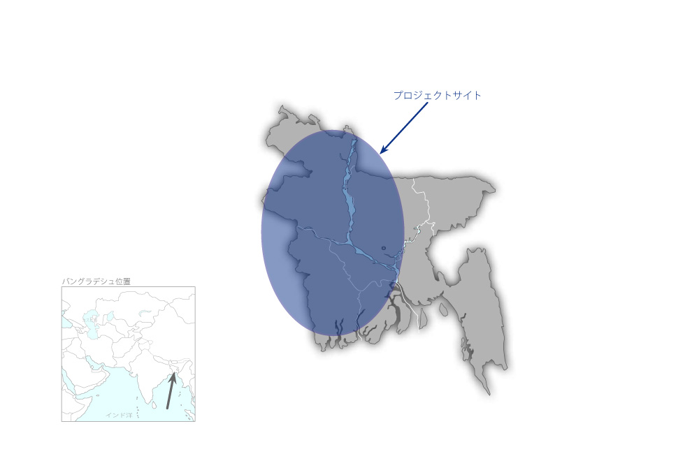 西部バングラデシュ橋梁改良事業の協力地域の地図