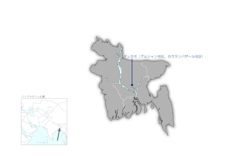 ダッカ地下変電所建設事業の協力地域の地図