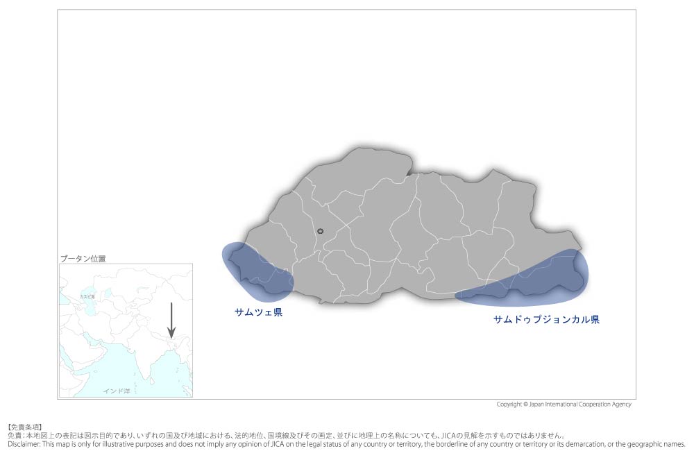 水力発電所建設事業の協力地域の地図