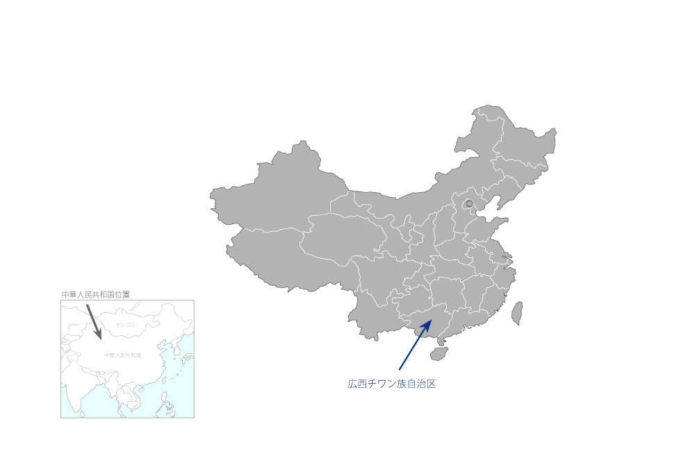 広西チワン族自治区玉林市水環境整備事業の協力地域の地図