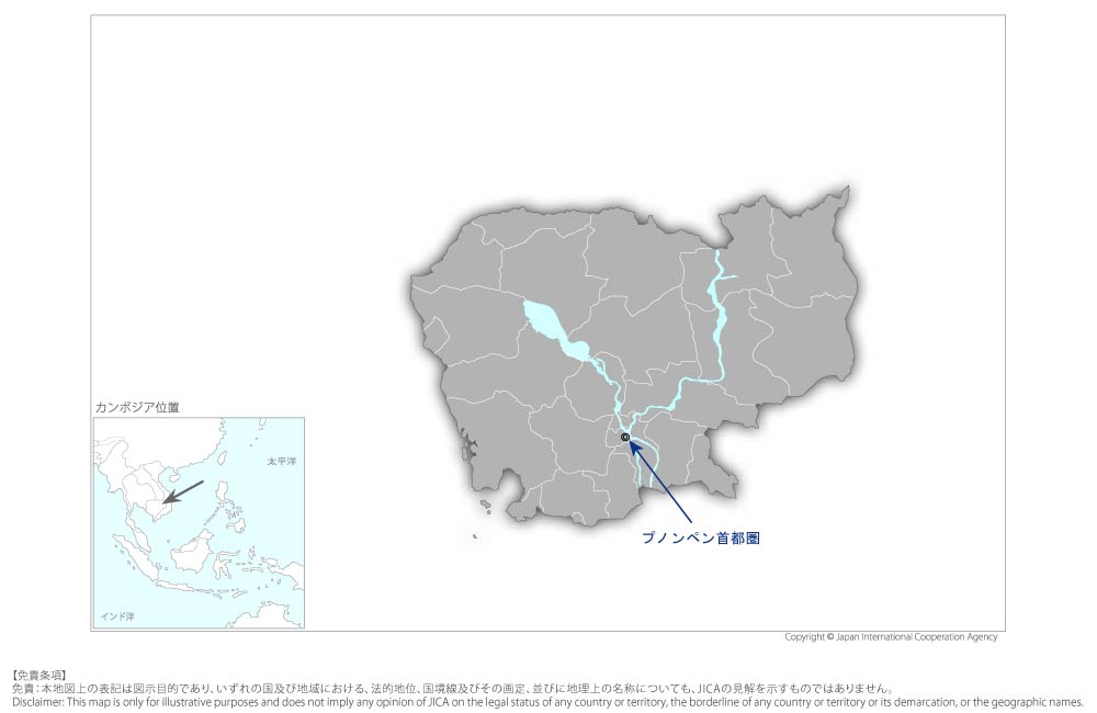 プノンペン首都圏送配電網拡張整備事業(フェーズ3)(第一期)の協力地域の地図