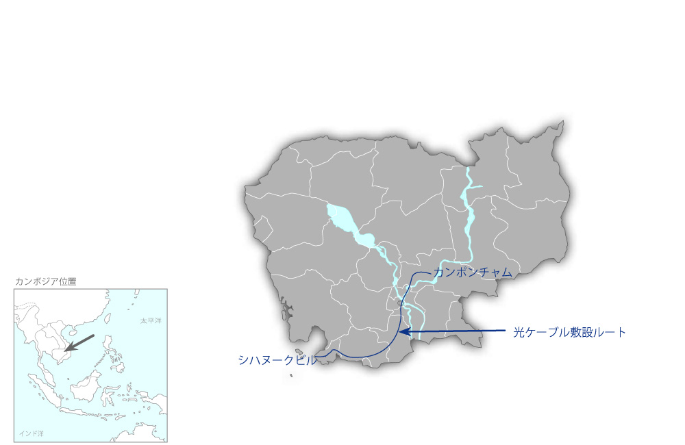 メコン地域通信基幹ネットワーク整備事業の協力地域の地図