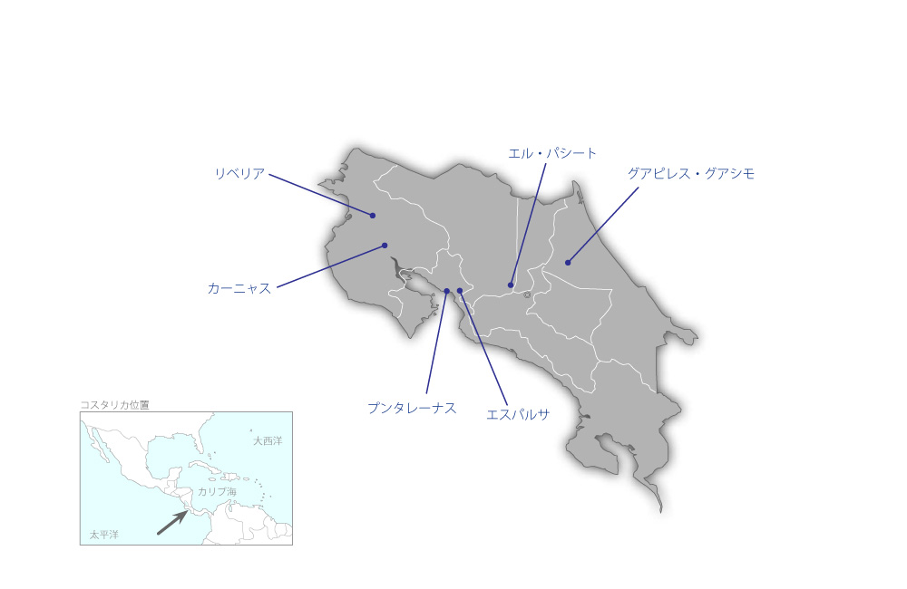 中都市上水道整備事業の協力地域の地図