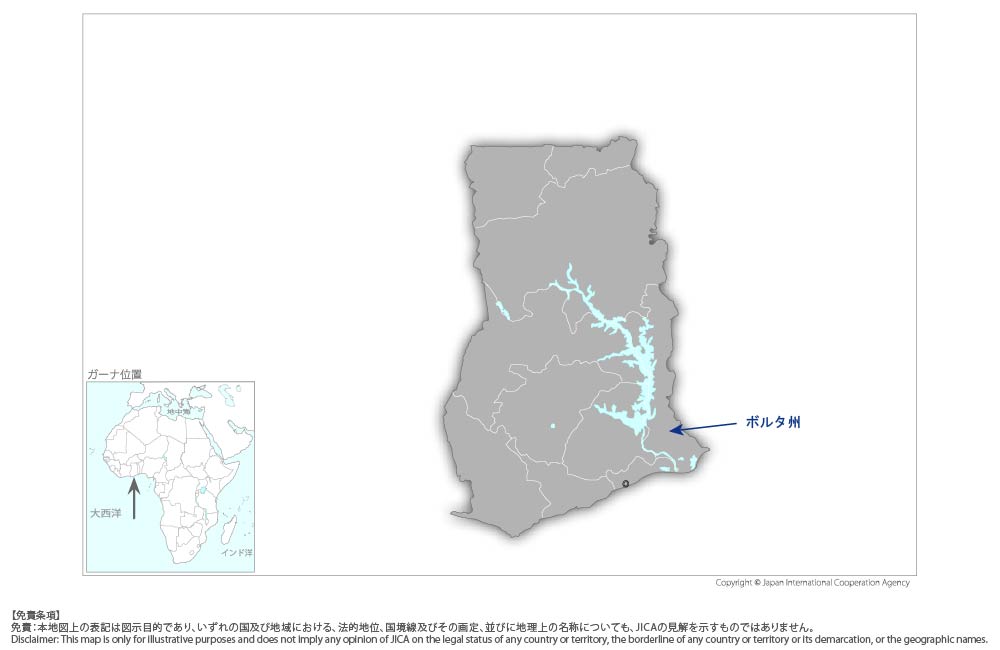 東部回廊ボルタ川橋梁建設事業の協力地域の地図