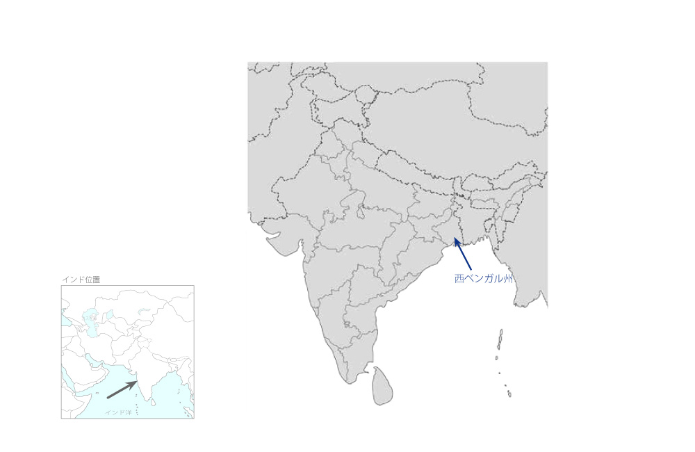 西ベンガル州送電網整備事業（2）の協力地域の地図