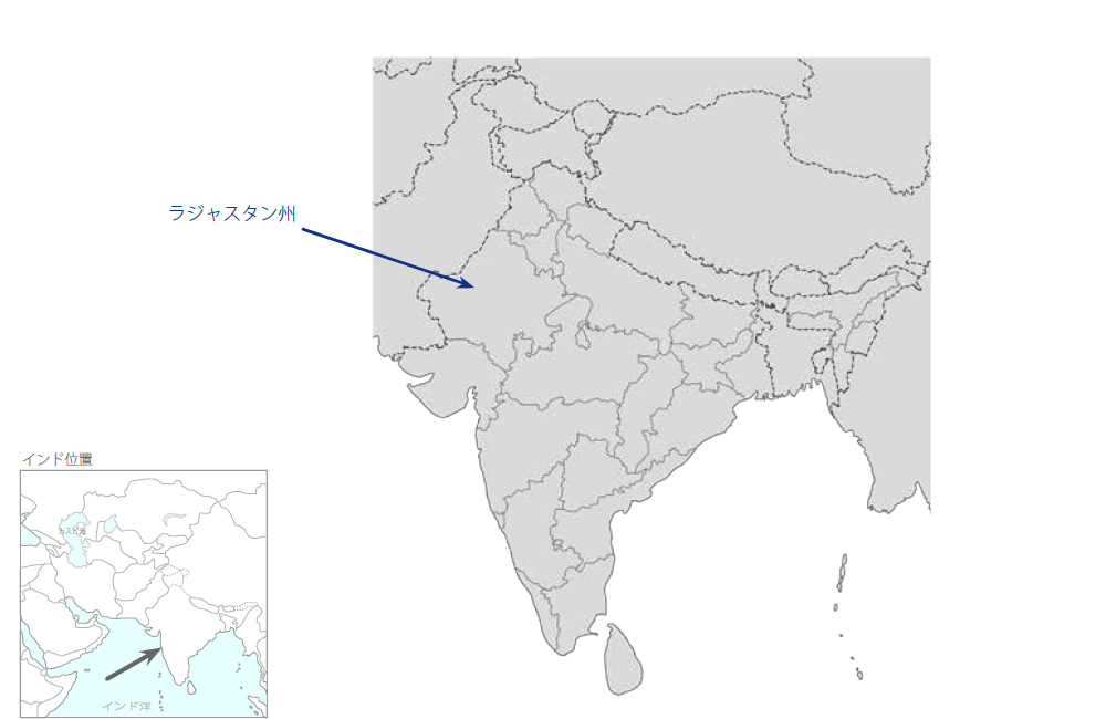 ラジャスタン州小規模灌漑改善事業の協力地域の地図