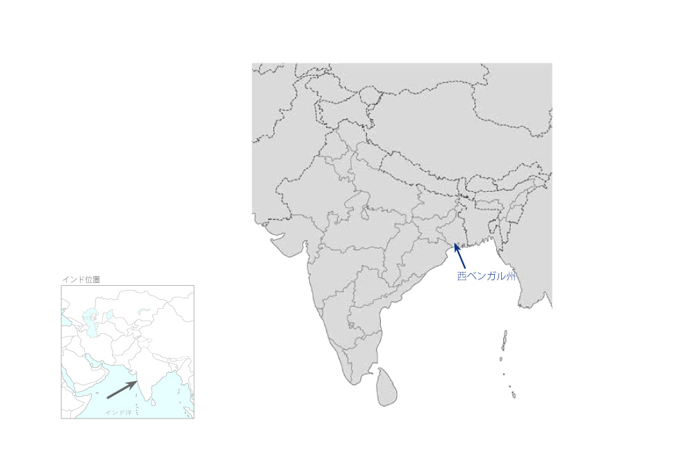 西ベンガル州森林・生物多様性保全事業の協力地域の地図