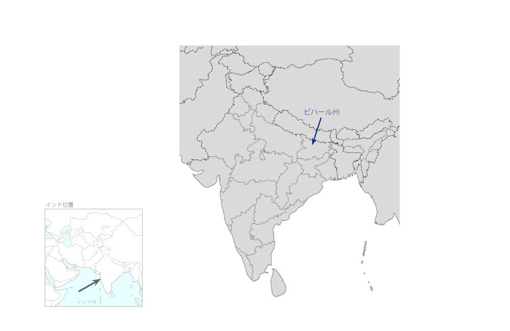 ビハール州国道整備事業の協力地域の地図