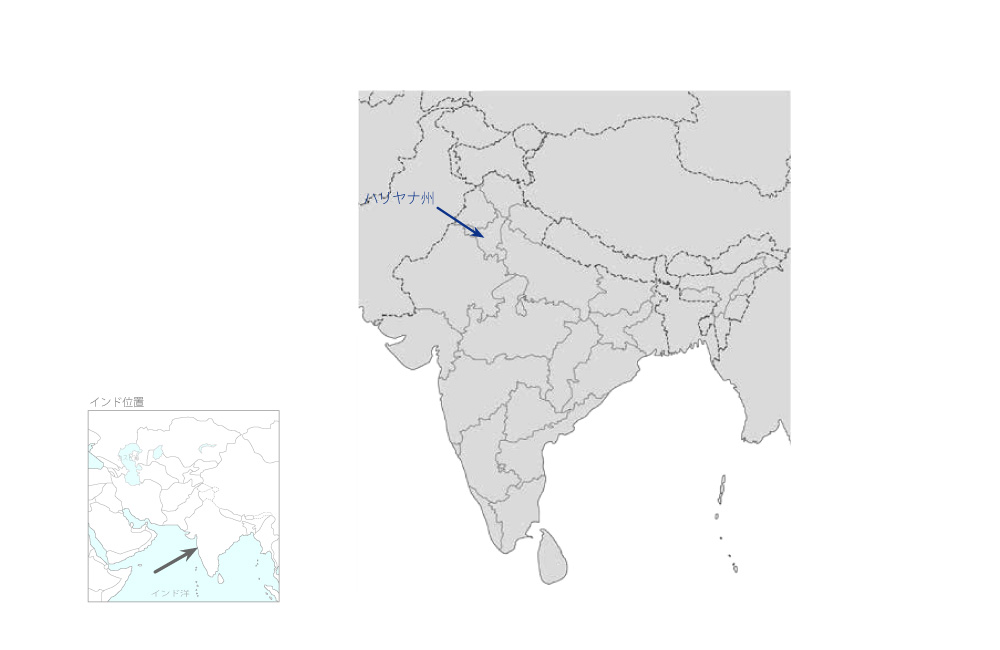 ハリヤナ州配電設備改善事業の協力地域の地図