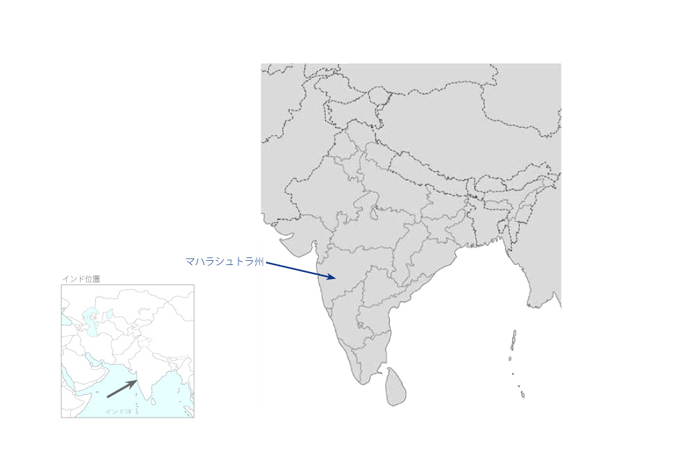 プネ市ムラ・ムタ川汚染緩和事業の協力地域の地図