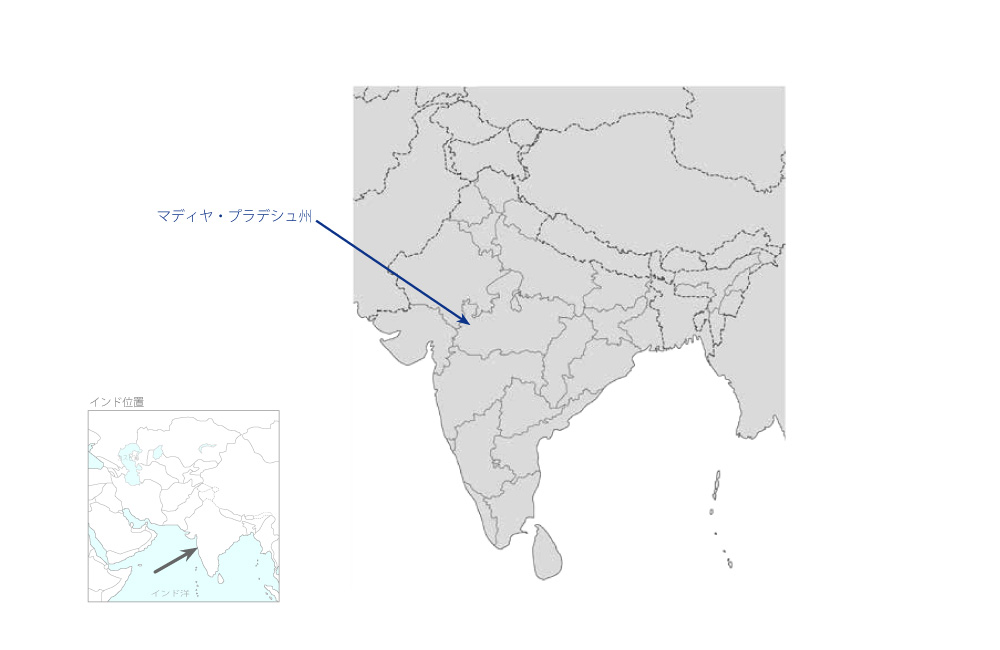 マディヤ・プラデシュ州送電網増強事業の協力地域の地図