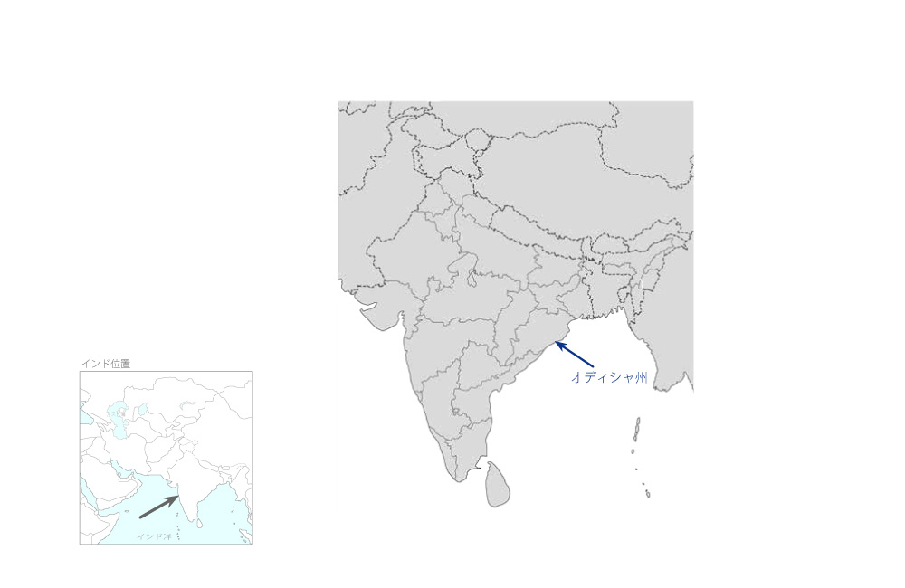オディシャ州総合衛生改善事業（第2期）の協力地域の地図