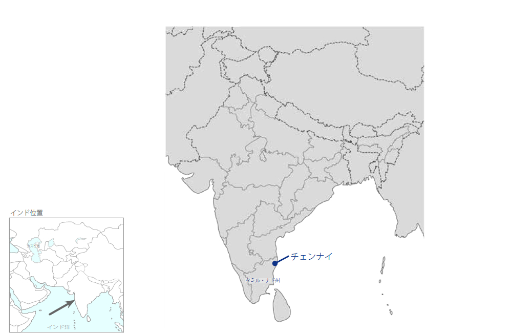 チェンナイ地下鉄建設事業（フェーズ2）（第一期）の協力地域の地図