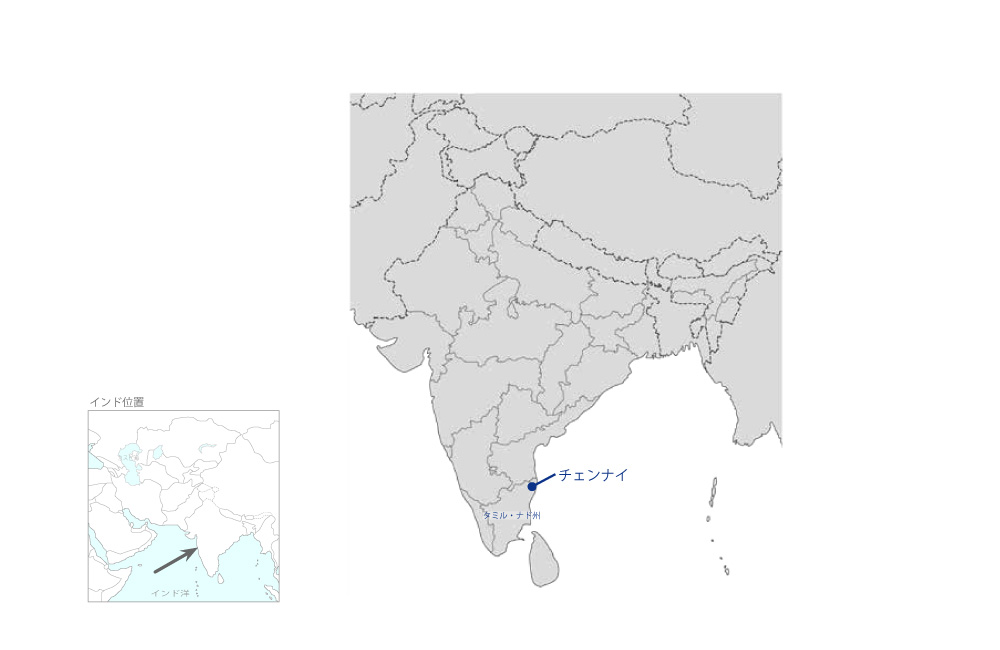 チェンナイ周辺環状道路建設事業（フェーズ1）の協力地域の地図