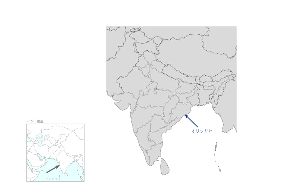 インドラバチ上流灌漑事業の協力地域の地図
