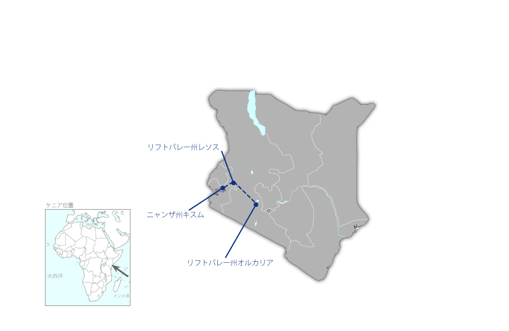 オルカリア−レソス-キスム送電線建設事業の協力地域の地図