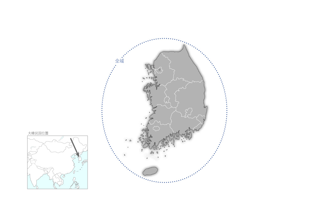 医療施設拡充事業（2）の協力地域の地図