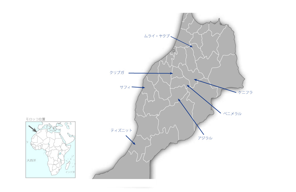 地方給水事業（1）の協力地域の地図