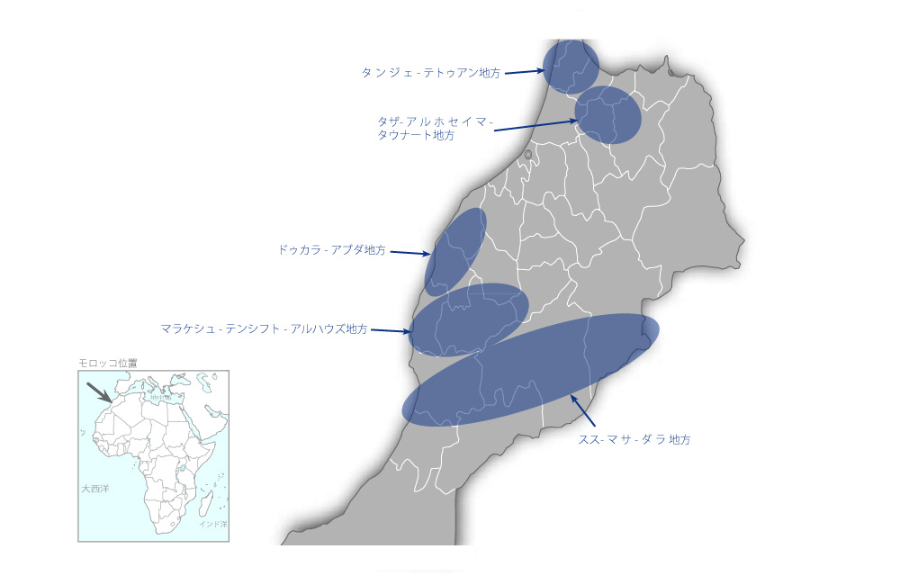 地方部中学校拡充事業の協力地域の地図