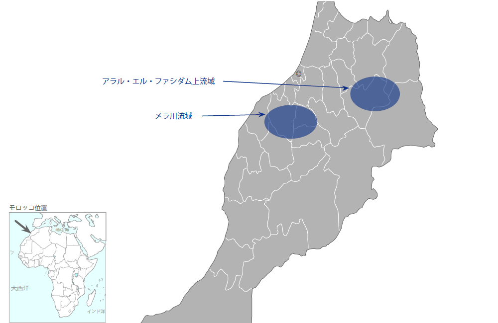 河川流域保全事業の協力地域の地図