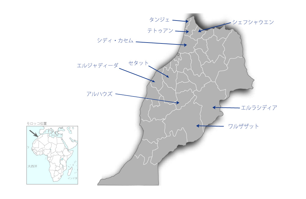 地方道路整備事業の協力地域の地図