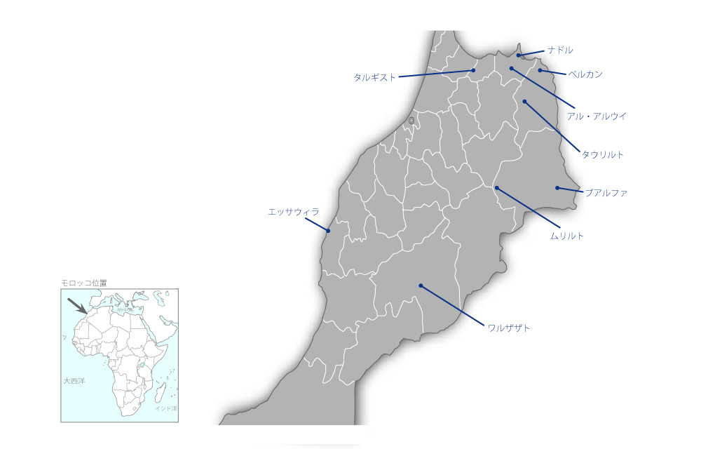 下水道整備事業（3）の協力地域の地図