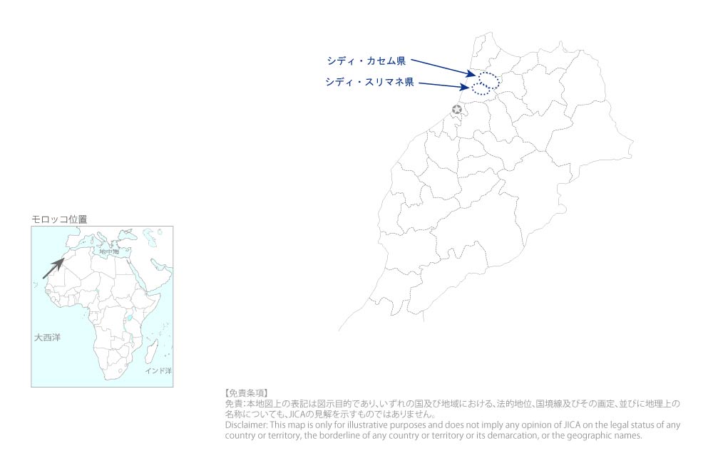 ガルブ平野南東地域農業用水整備事業の協力地域の地図