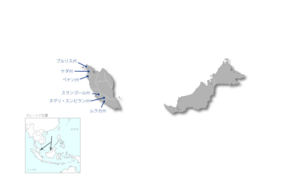全国下水処理事業の協力地域の地図