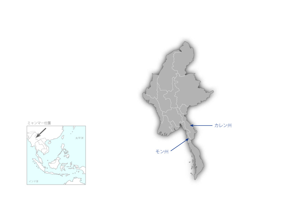 東西経済回廊整備事業の協力地域の地図