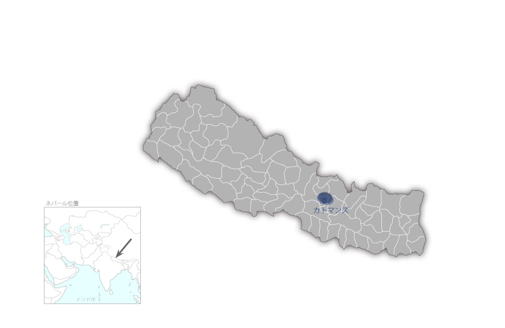 メラムチ給水事業の協力地域の地図