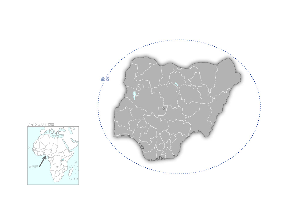ポリオ撲滅事業の協力地域の地図