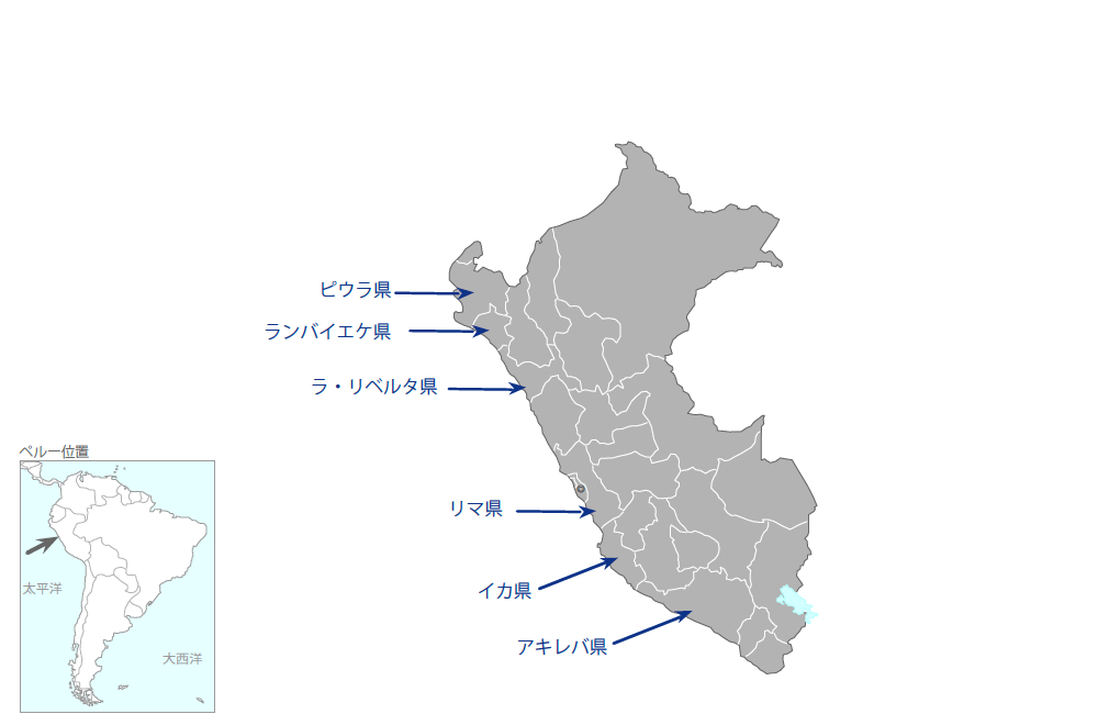 灌漑サブセクター整備事業の協力地域の地図