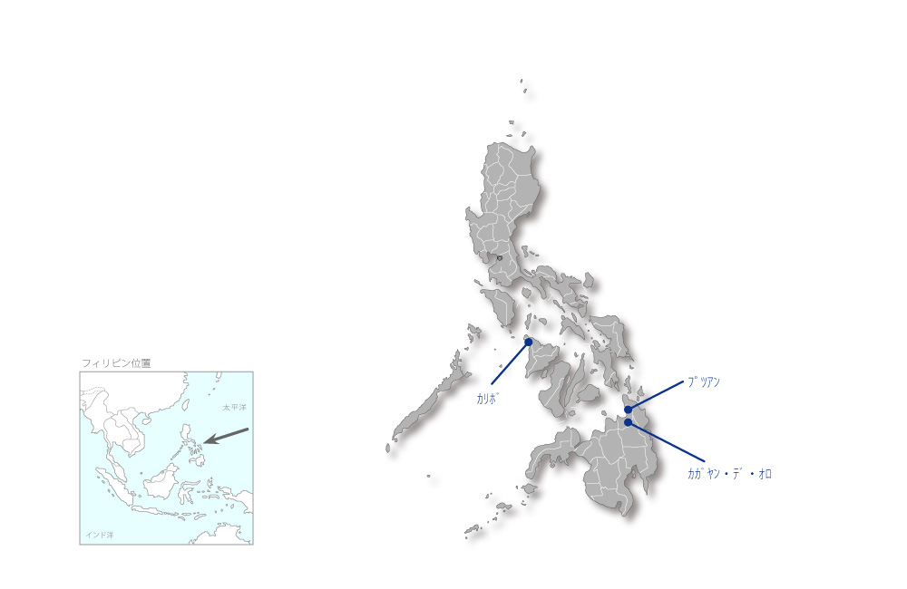 地方都市水道整備事業（3）の協力地域の地図