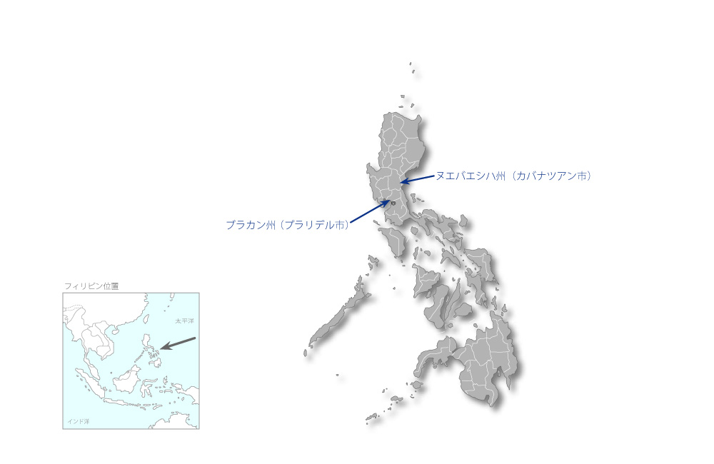 幹線道路バイパス建設事業（1）（プラリデルおよびカバナツアン）の協力地域の地図