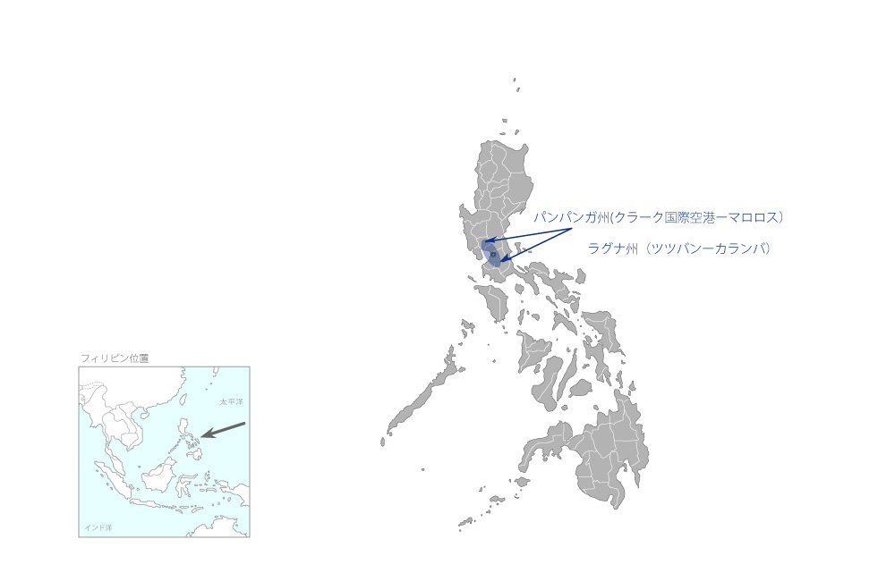 南北通勤鉄道延伸事業（第一期）の協力地域の地図