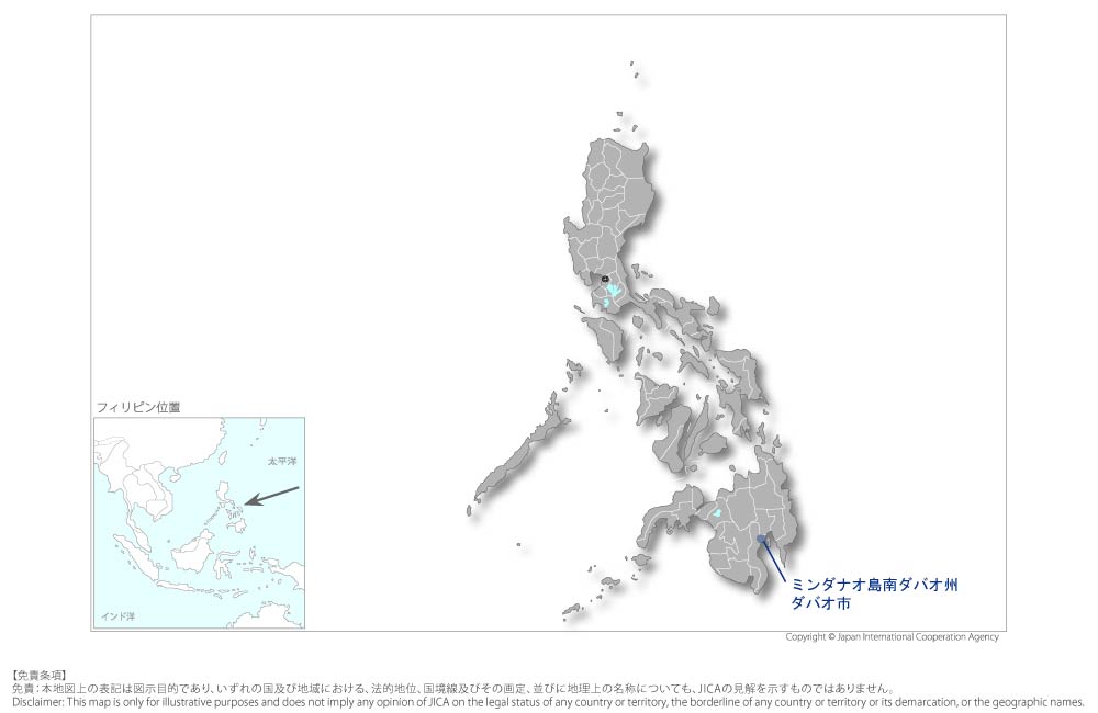 ダバオ市バイパス建設事業（第三期）の協力地域の地図
