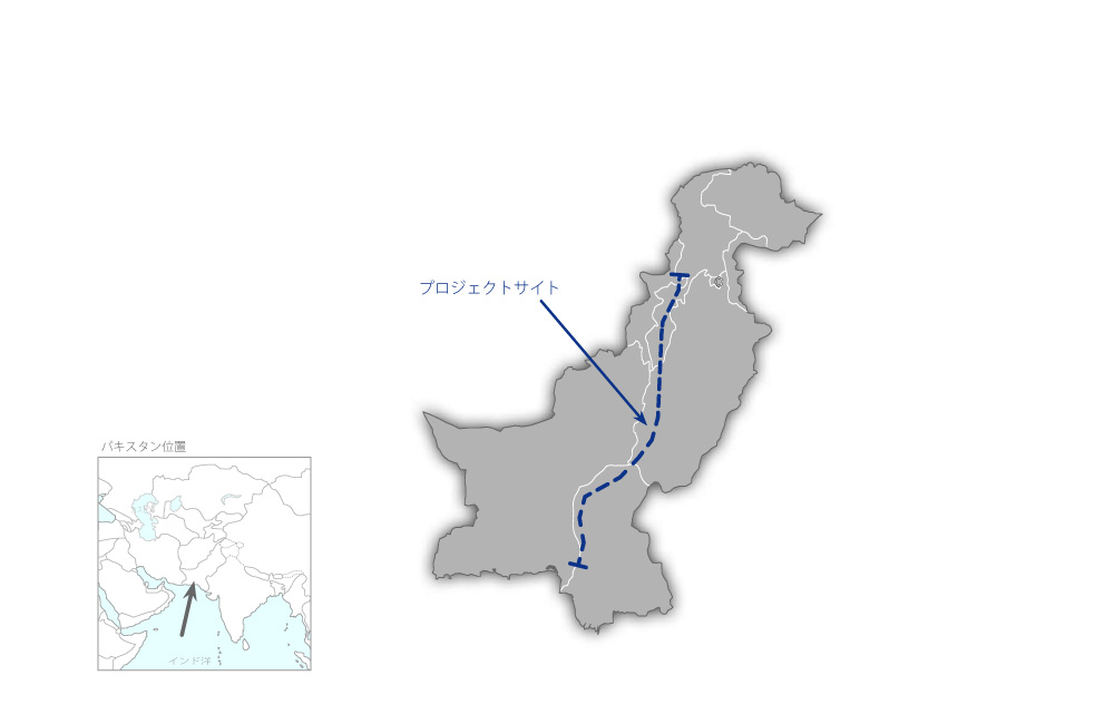 インダス・ハイウェイ建設事業の協力地域の地図