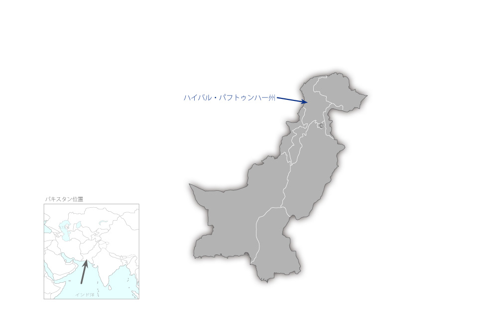 ハイバル・パフトゥンハー州緊急農村道路復興事業（洪水災害対策）の協力地域の地図
