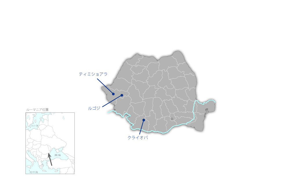 道路整備事業の協力地域の地図