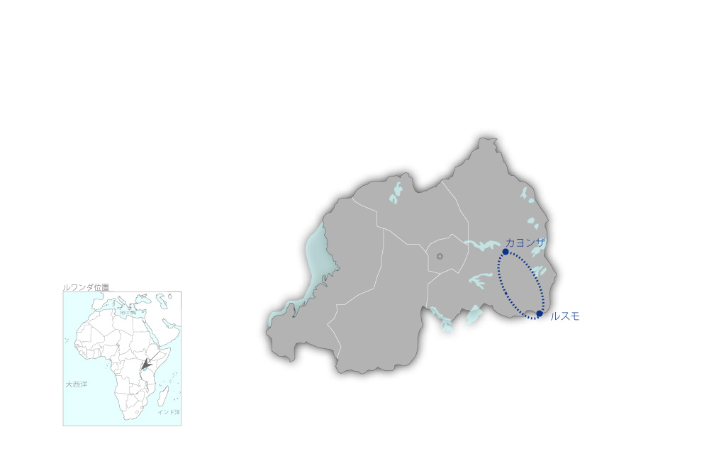 ルスモ-カヨンザ区間道路改良事業の協力地域の地図
