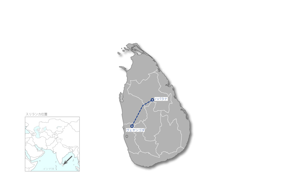 ハバラナ・ヴェヤンゴダ送電線建設事業の協力地域の地図