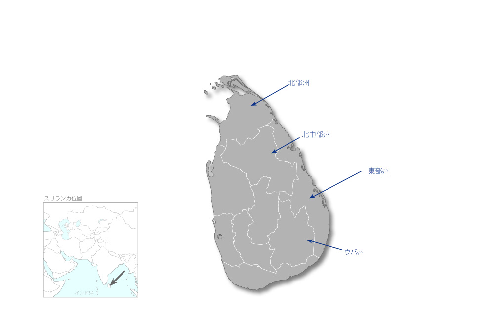 復興地域における地方インフラ開発事業の協力地域の地図
